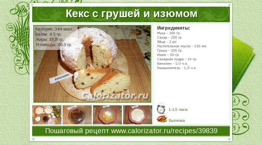 Калорийность творожного кекса